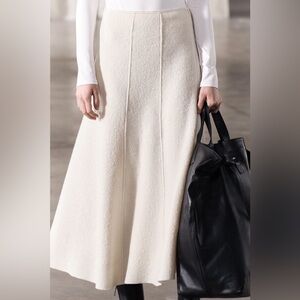 Zara Textured Midi Wool Blend Skirt